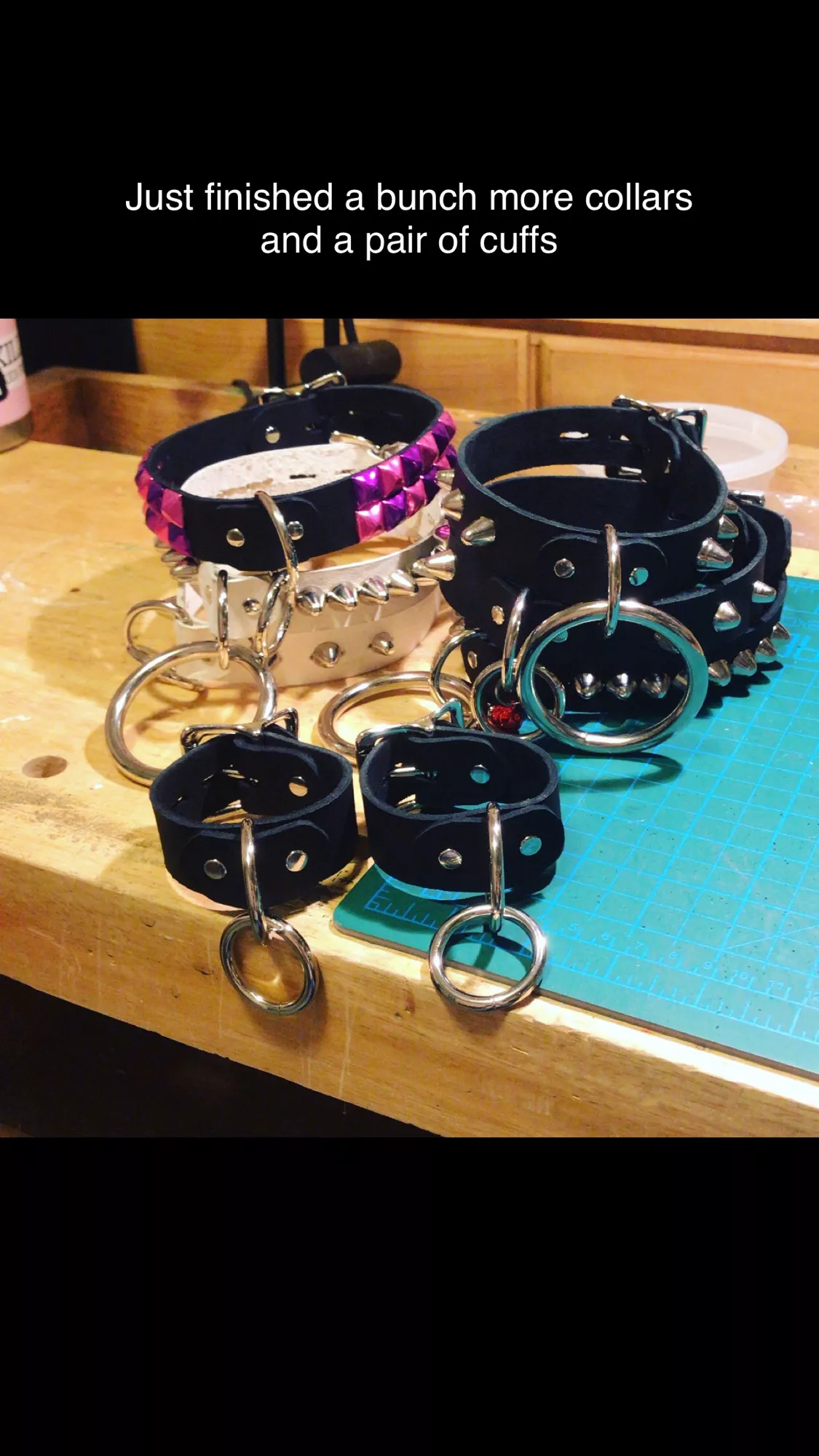 Just finished making a bunch more collars! I’m so proud!