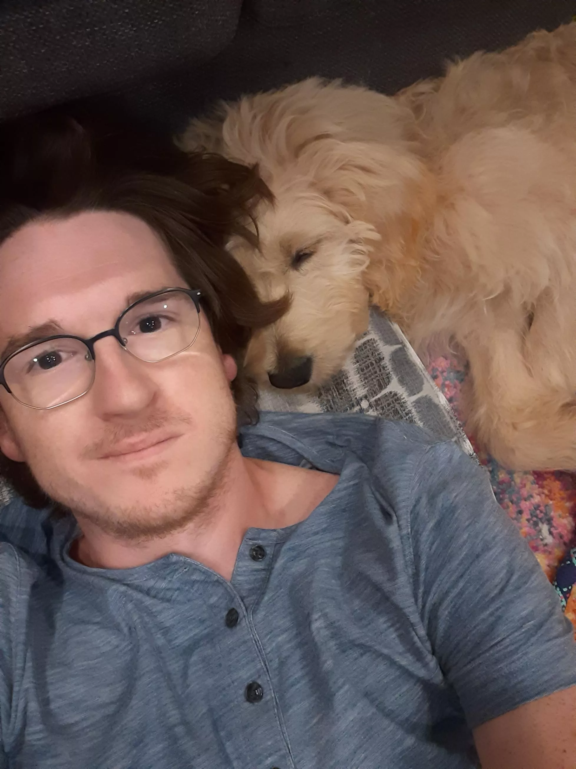 Just laying with my pup. Always up.to chat. Where my ps4 gays at! Just laying with my pup. Always up.to chat. Where my ps4 gays at!