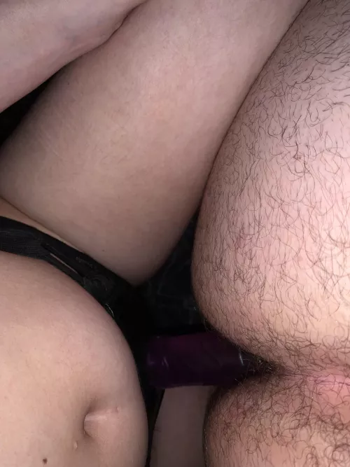Just one of my subs embracing the pleasure of pegging! Never had someone not love it!