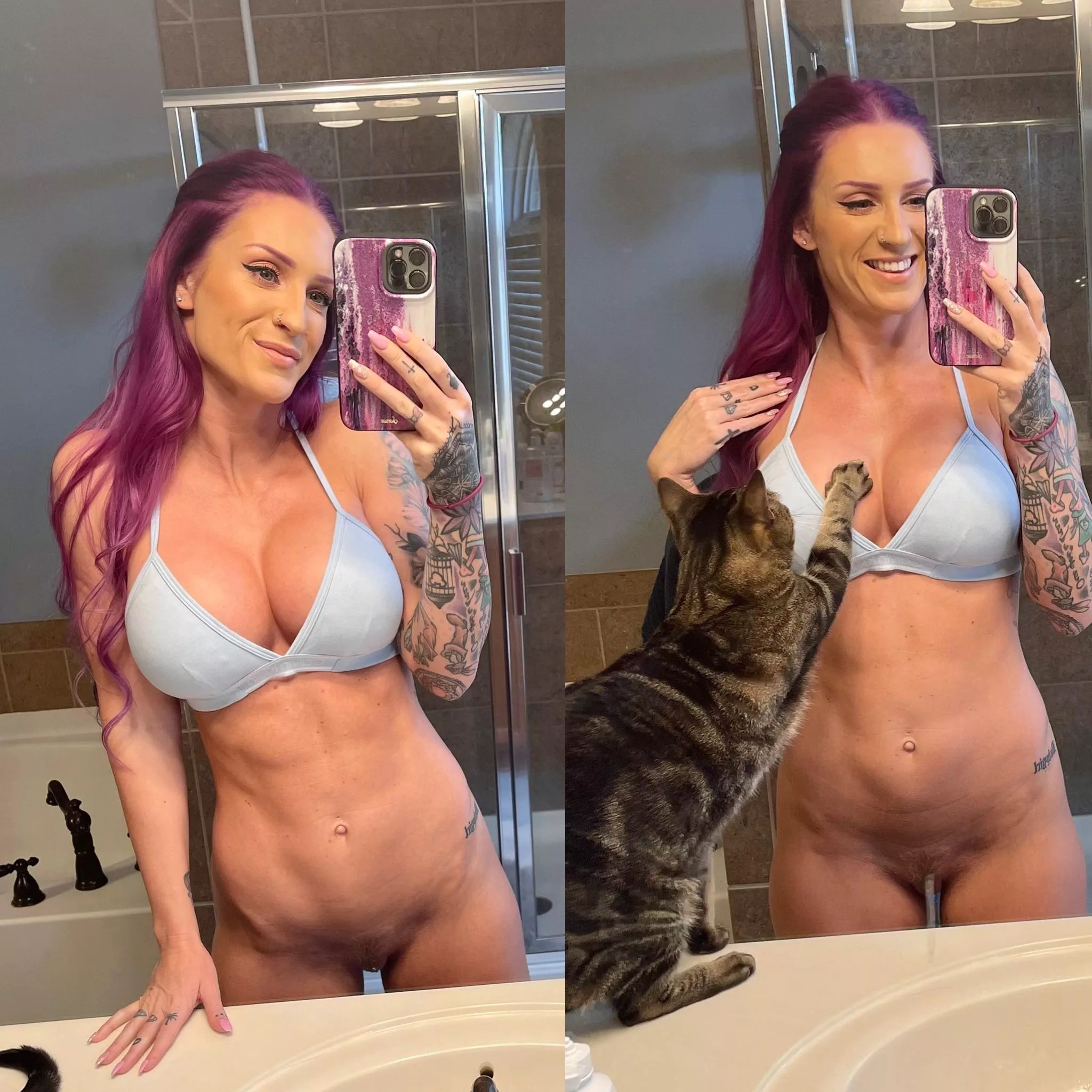 Just trying to take nudes for Reddit but my cat is a perv 😆