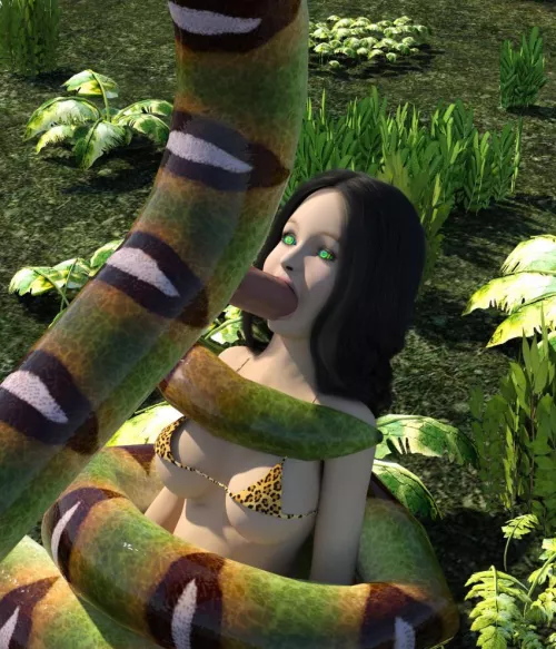 Kaa having some fun with Messua (kaalover!)