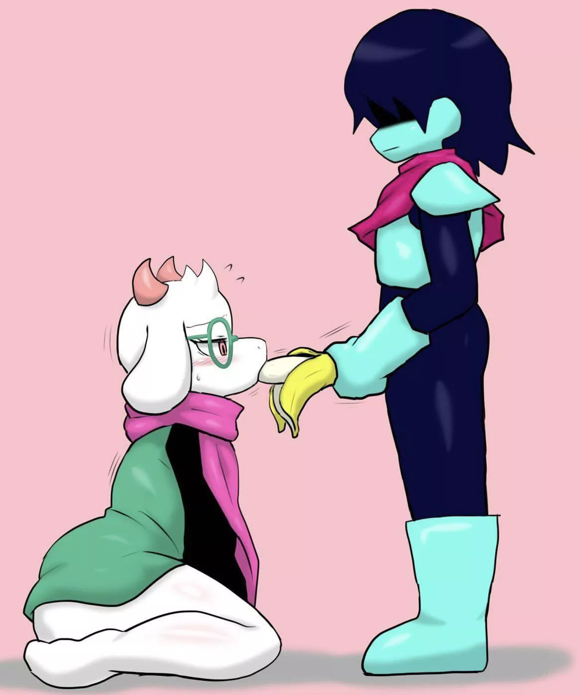 [Kris] makes [Ralsei] eat his delicious banana (enigi09)