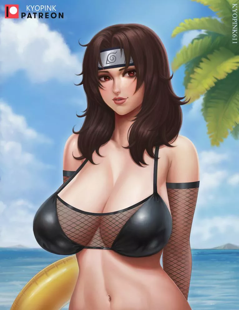 Kurenai trying her new swimsuit on the beach