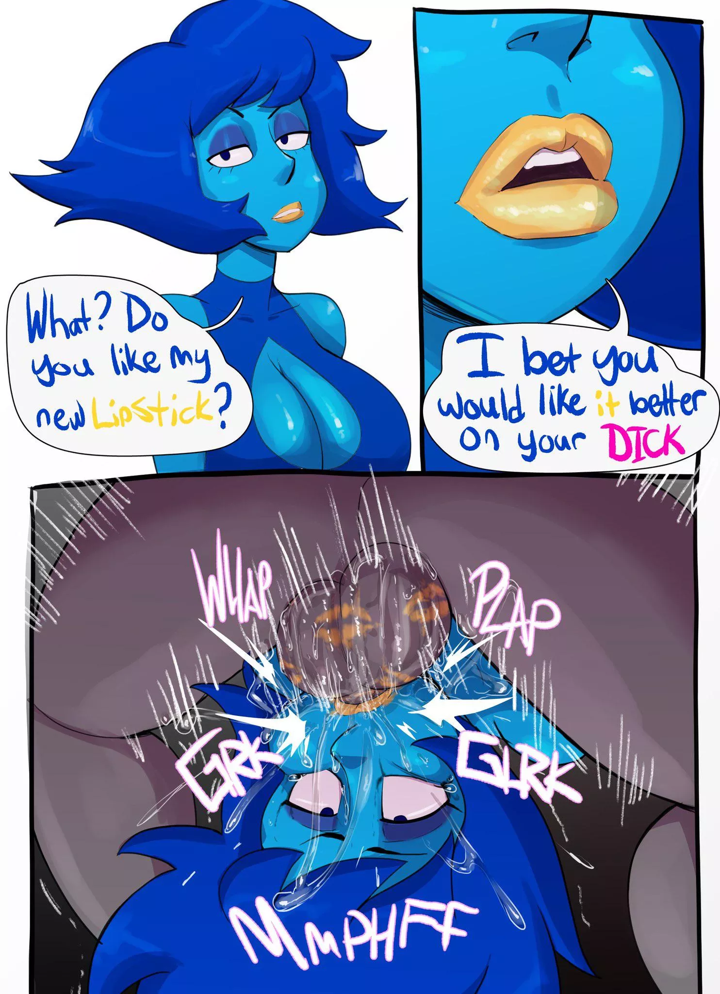 Lapis tries a new shade of lipstick (art by Guillion) Lapis tries a new shade of lipstick (art by Guillion)