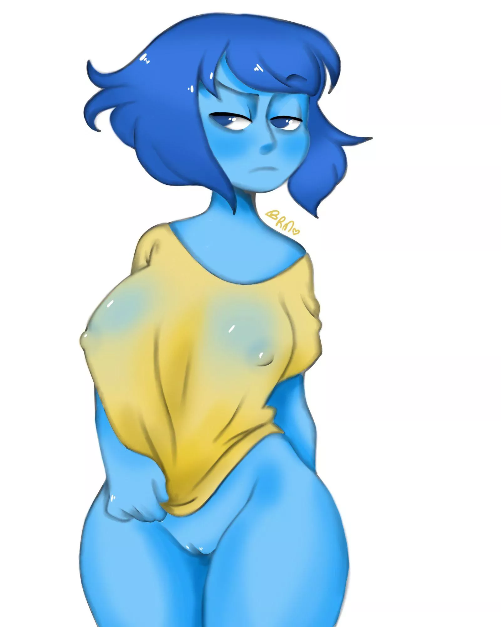 Lapis, wearing nothing except a slightly wet shirt (art by ScamanderBianca) Lapis, wearing nothing except a slightly wet shirt (art by ScamanderBianca)
