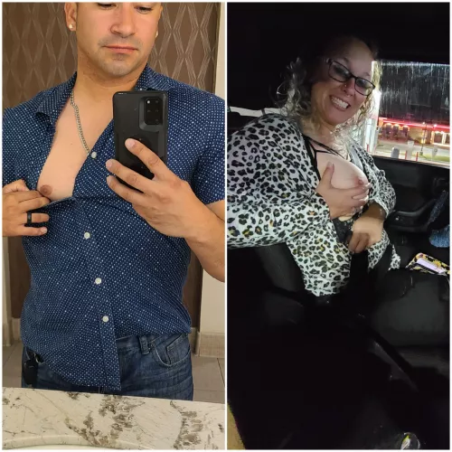 Last night I sent my wife the pic on the left to be funny while she was out with friend's. A few minutes later she sent back the pic on the right. I'm like,