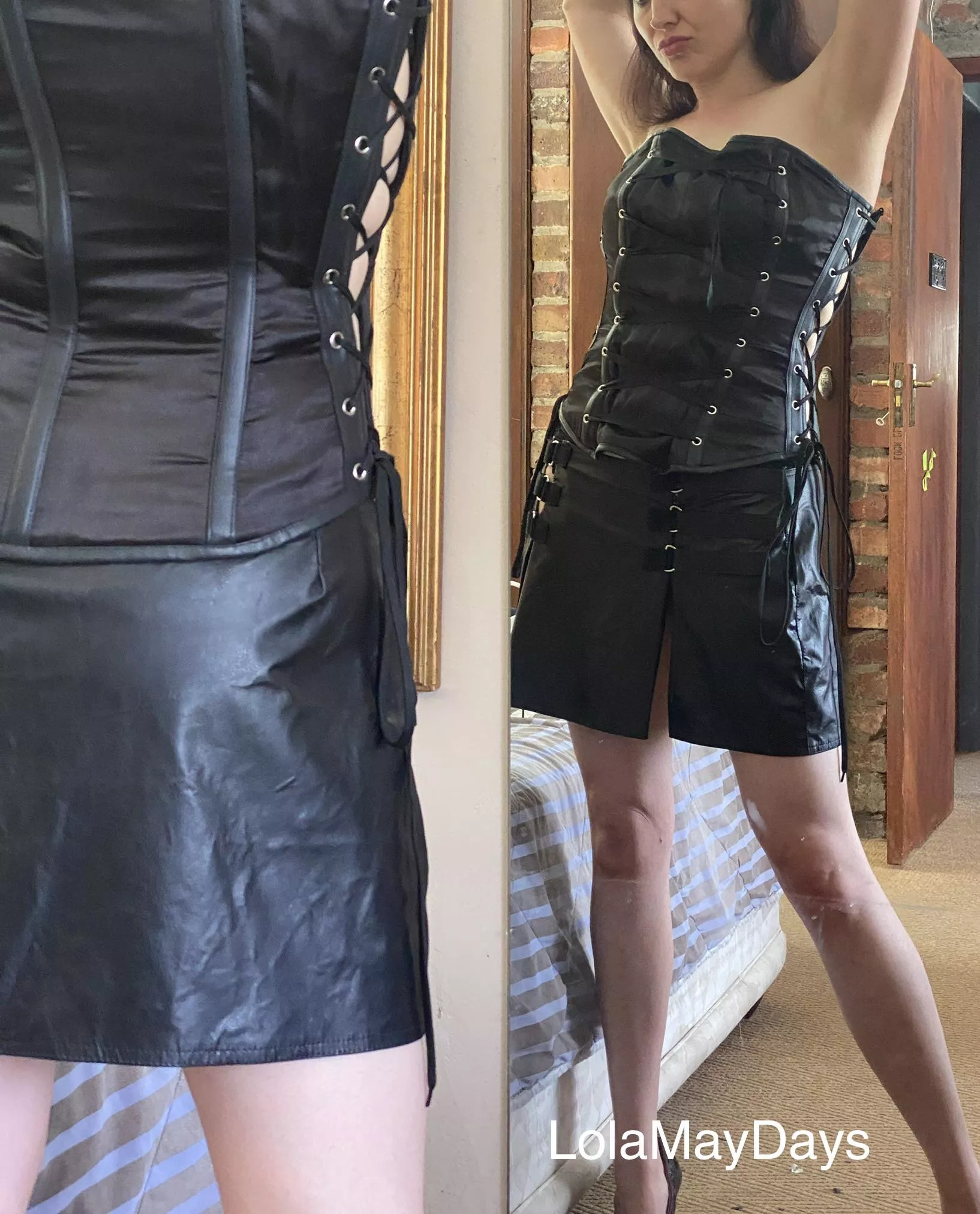 Leather and a corset always makes me feel fierce and dominant.