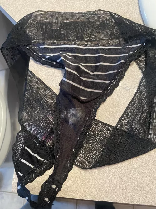 Left on the bathroom floor for me. My 41 y/o wife must’ve been horny 😈