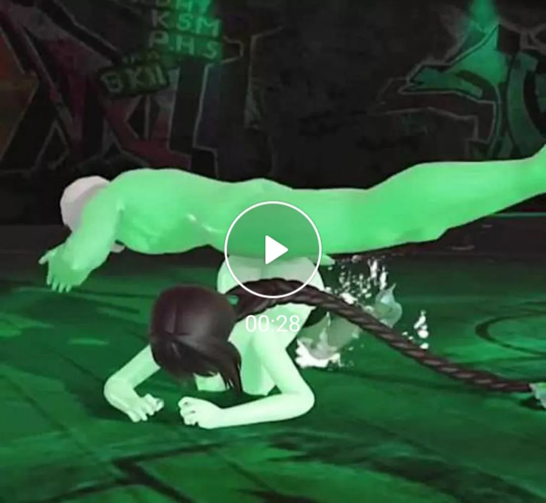 LF Color Source: 1boy, 1girl, T-pose, Doggystyle, graffiti, brown hair, long braided ponytail, back alley?