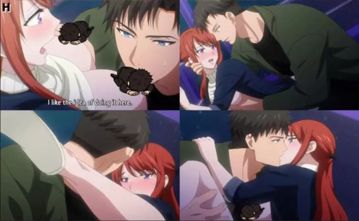 LF Color Source: 1girl, 1boy, big boobs, censored, red hair, ferris wheel