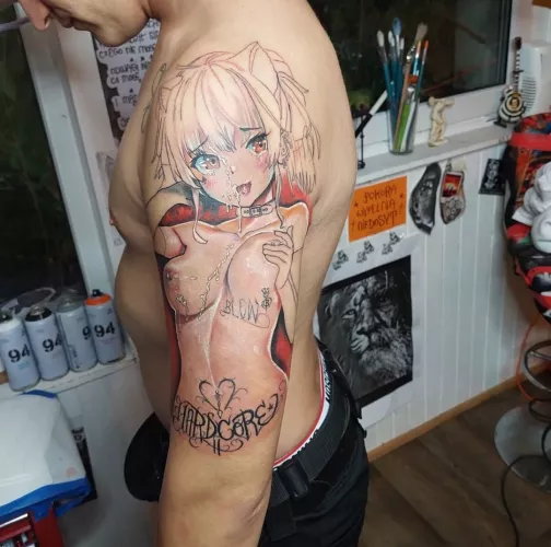 LF Color Source: 1girl, 1boy, real, reality, tattoo, tattoo art,
