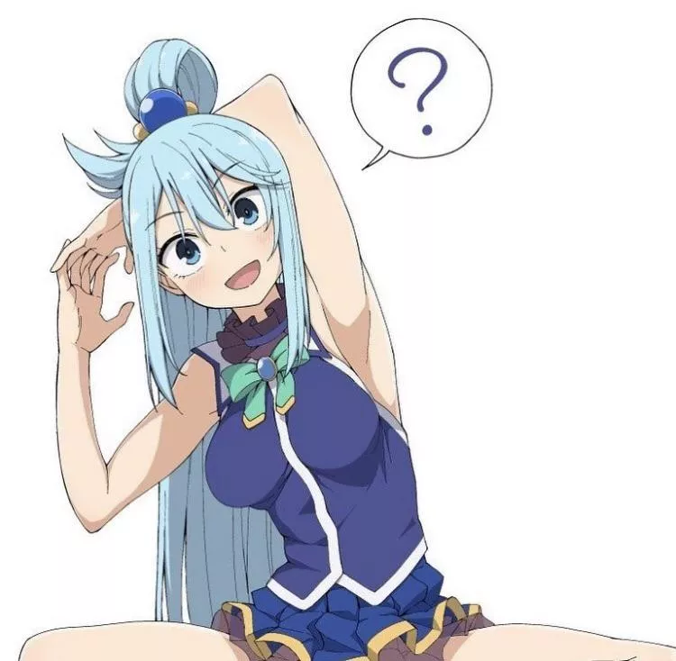 LF Color Source: 1girl, armpits, boobs, aqua, “?”, stretch, legs, feet, arms, hands, smile
