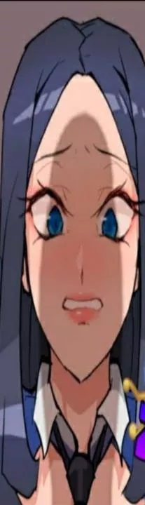 LF color source: 1girl, black hair, blue eyes, shadow, worried