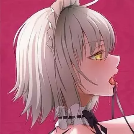 LF Color Source: 1girl, blonde hair, tongue out, maid headpiece, yellow eyes, ribbon