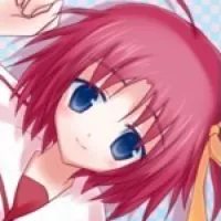 LF color source: 1girl, crop ,face, blue eyes, red hair, yellow ribbon, smiling, lying down