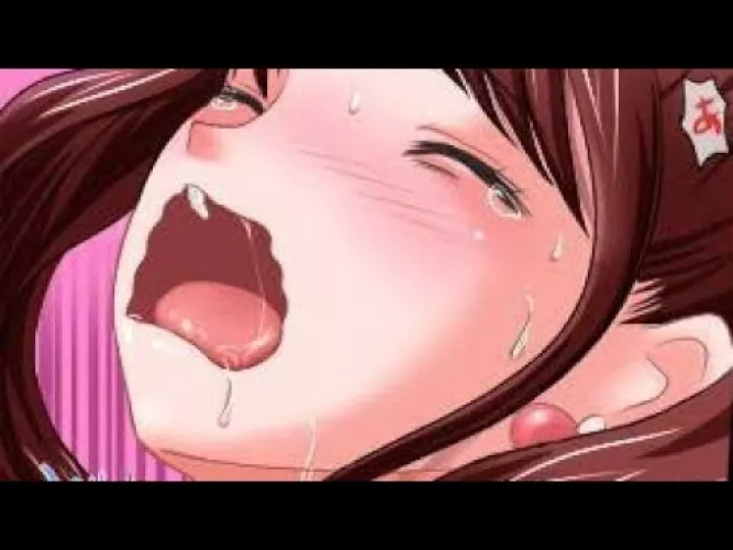 LF color source: 1girl, crop ,face, blush, ahegao, mouth open, long hair, earring, foreign text,tears, salvia, eye closed, pink background