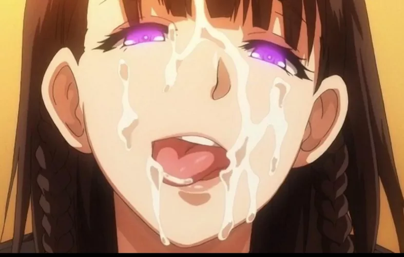 LF Color Source: 1girl, purple eyes, black hair, braids, facial, glowing eyes, tongue out