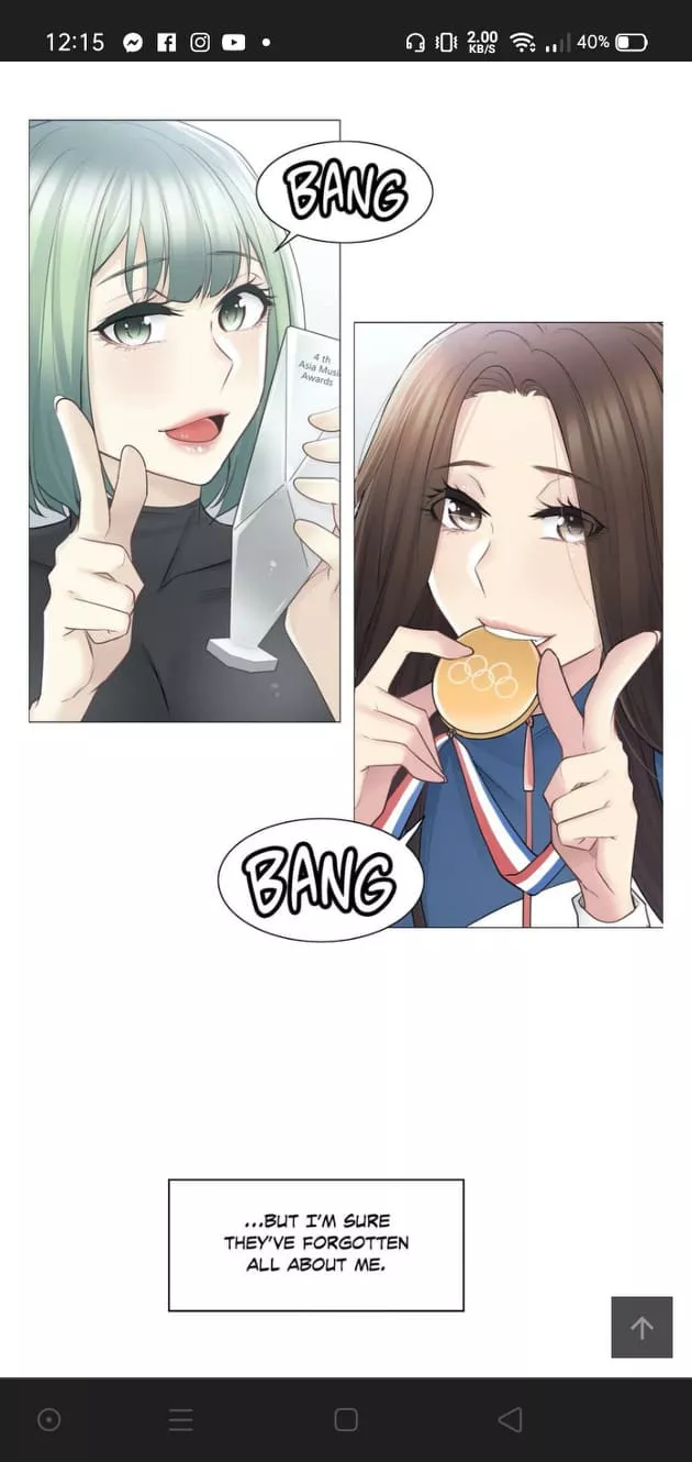 LF Color Source: 2girls, biting, medal, BANG, BANG, …But I'M SURE THEY'VE FORGOTTEN ALL ABOUT ME, brown hair, green hair, green eyes, green hair