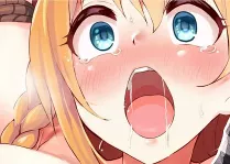 LF Color Source Blonde Hair, Open Mouth, Blue Eyes, Saliva, Braided Hair, Blushing, Tongue