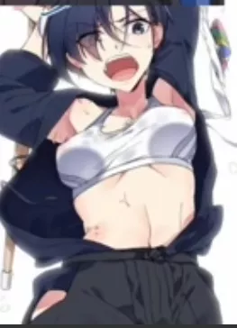 LF color source, blue haired, underwear, tomboy, abs