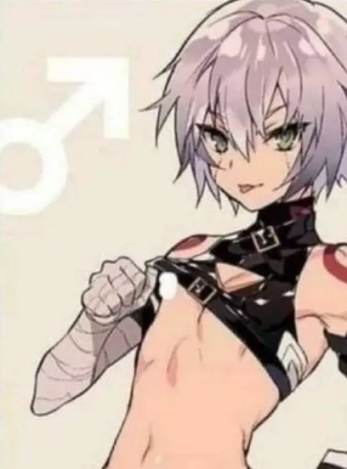 LF Color source: Grey hair, green eyes, male symbol, flashing, tattoo, bandage