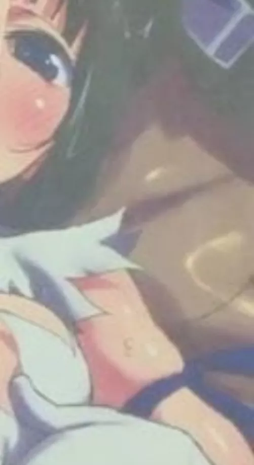 LF Color Source: Hestia, 1girl, nipple, breast grab, black hair, blue ribbon, blush, white gloves