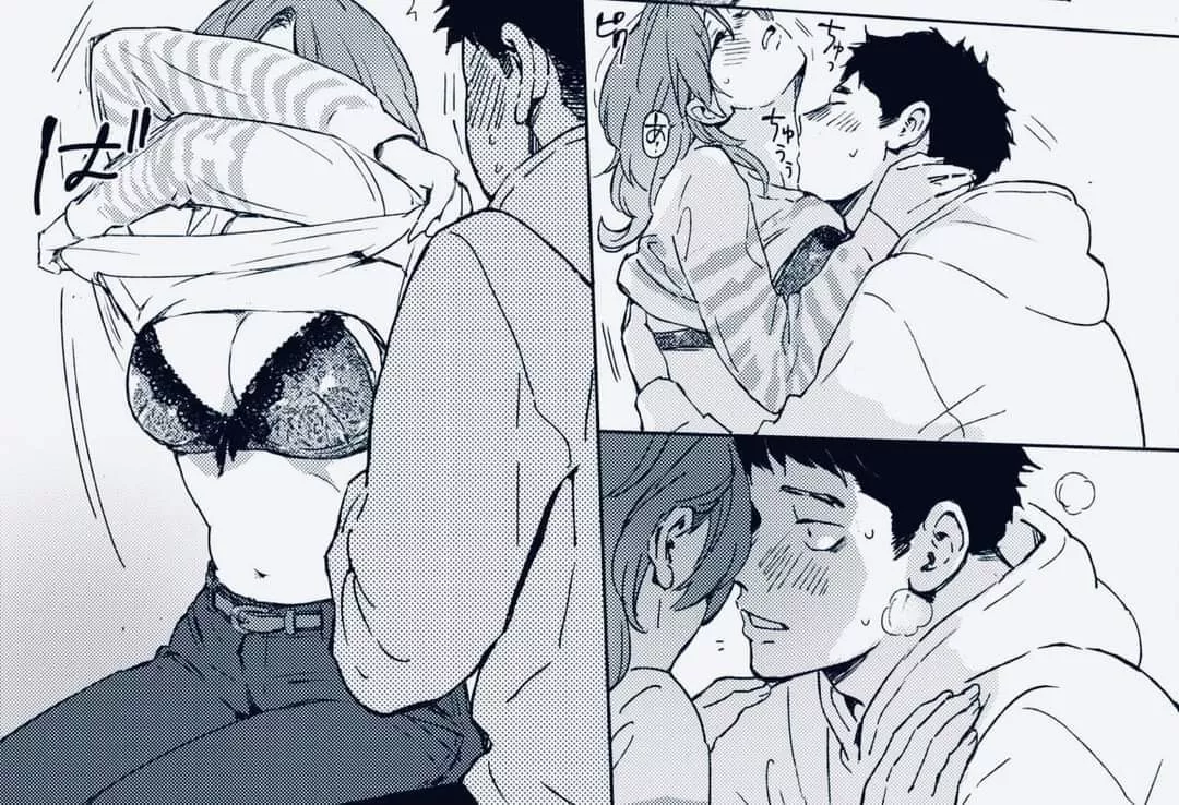LF Mono Source: 1boy, 1girl, arms up, belt, blush, bow bra, dark/black/short/long hair, flower print/design/pattern, foreign text, hand on another's neck/shoulder, hoodie, kissing neck, lace trimmed bra, lingerie, long sleeves, navel, pants, sfx, steam/ LF Mono Source: 1boy, 1girl, arms up, belt, blush, bow bra, dark/black/short/long hair, flower print/design/pattern, foreign text, hand on another's neck/shoulder, hoodie, kissing neck, lace trimmed bra, lingerie, long sleeves, navel, pants, sfx, steam/