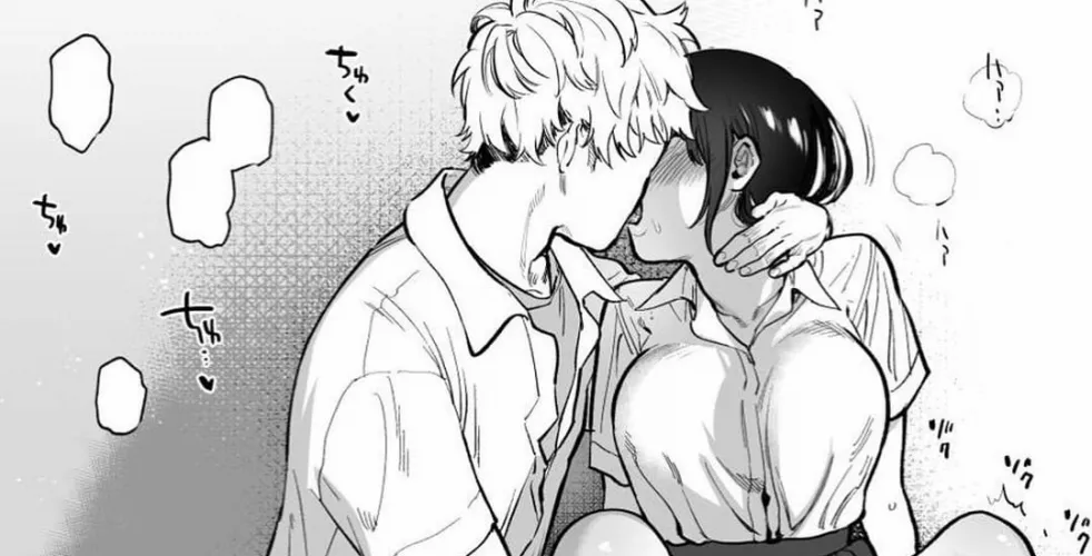 LF Mono Source: 1boy, 1girl, Big breastsBlonde, Blush, Kiss, Pixie cut, Tomboy