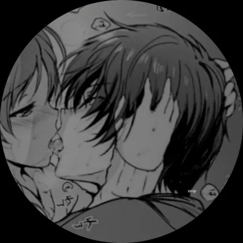 LF Mono Source: 1girl, 1boy, closed eyes, hands on another head, black hair, brown hair, hair between eyes, french kiss, blushing