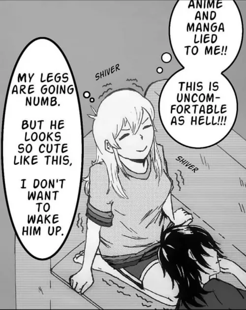 LF Mono Source, 1girl, 1boy, lap pillow,