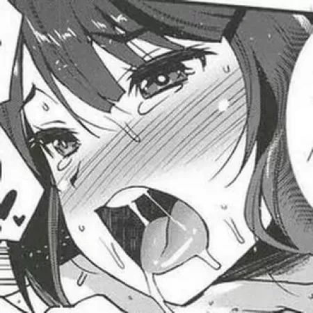 LF Mono Source: 1girl, ahegao, arm/hand/shoulder, bangs, blush, close up, collarbone, dark eyes, dark/black hair, drool, eyebrows visible through hair, face, half-closed eyes, hearts, open mouth, saliva trail, short hair, sidelocks, sweat, tears, tongue