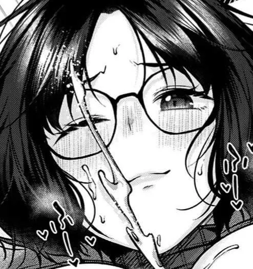 LF Mono Source: 1girl, black hair, short hair, glasses, one eye closed, cum, sweater, SFX