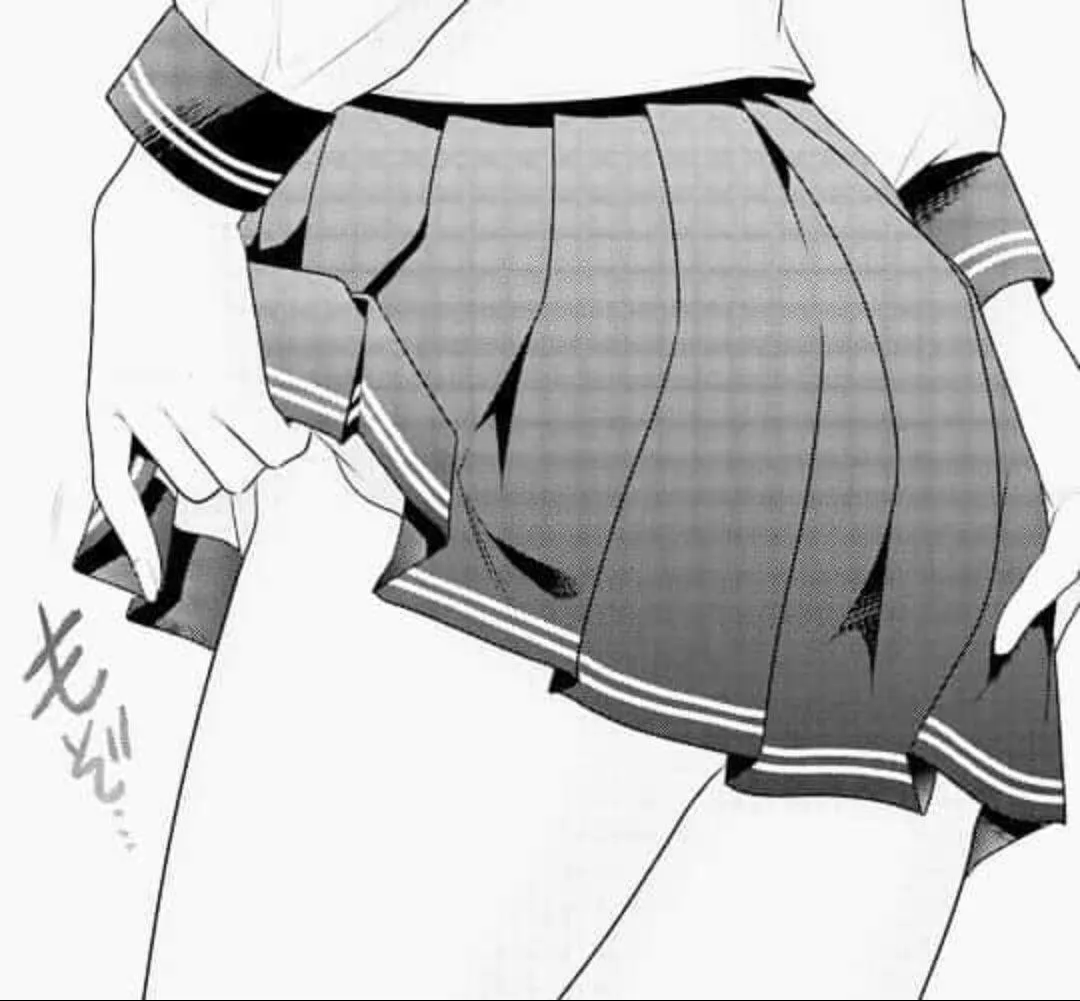 LF Mono Source: 1girl, close up, school uniform, skirt lifting, hands on skirt, pleated skirt, short skirt, thighs, butt
