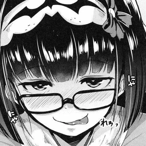 LF Mono Source: 1girl, glasses, looking a viewer, ahegao face, tongue.