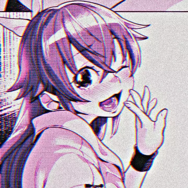 LF Mono Source: 1girl, standing, long hair, black hair, hair between eyes, pink filter, pink shade, one eye closed, arm up, hand up, hand on own cheek, blushing, face focused, looking back, open mouth, arm band