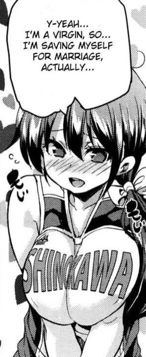 LF Mono Source: big tits, cheerleader, shinokawa, ponytail, blush, “yeah I’m a virgin so… I’m saving myself for marriage actually”