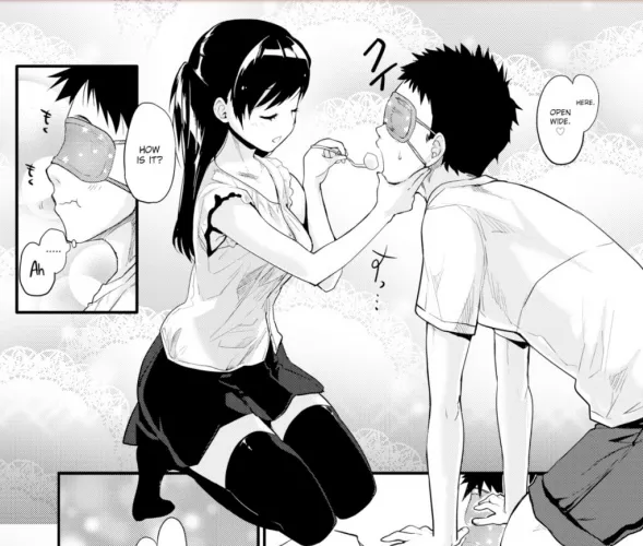 LF Mono Source: blindfold, 1Girl, 1boy, Spoonfed,