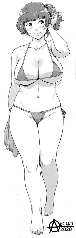 LF Mono Source: Swimsuit, Bikini, Blush, side ponytail, short hair.