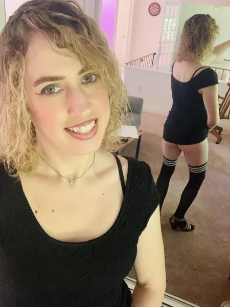 Lifting my skirt a little to show you my bog tbooty