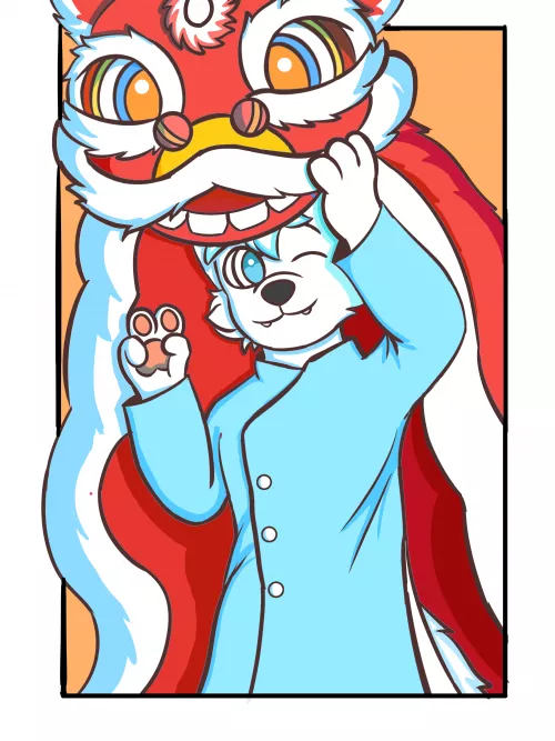 Lion dancing!! (Art by me: @ImJustColdy on twitter)