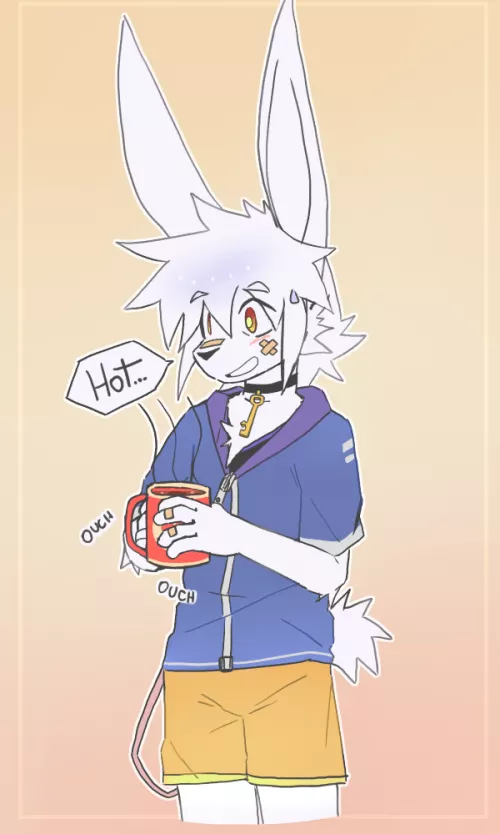 Local bunny doesn't know he can hold the handle to not get burned
