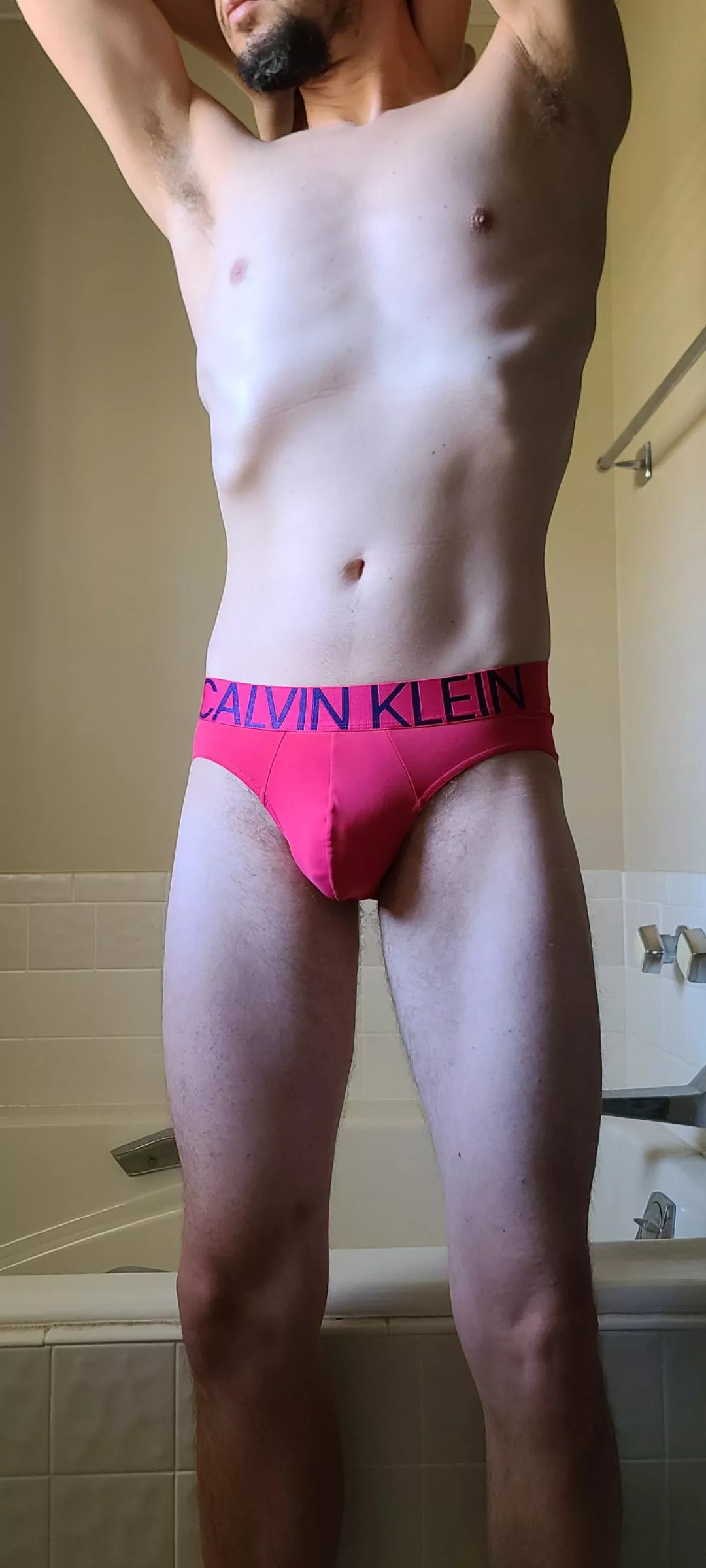 Long legs in pink briefs