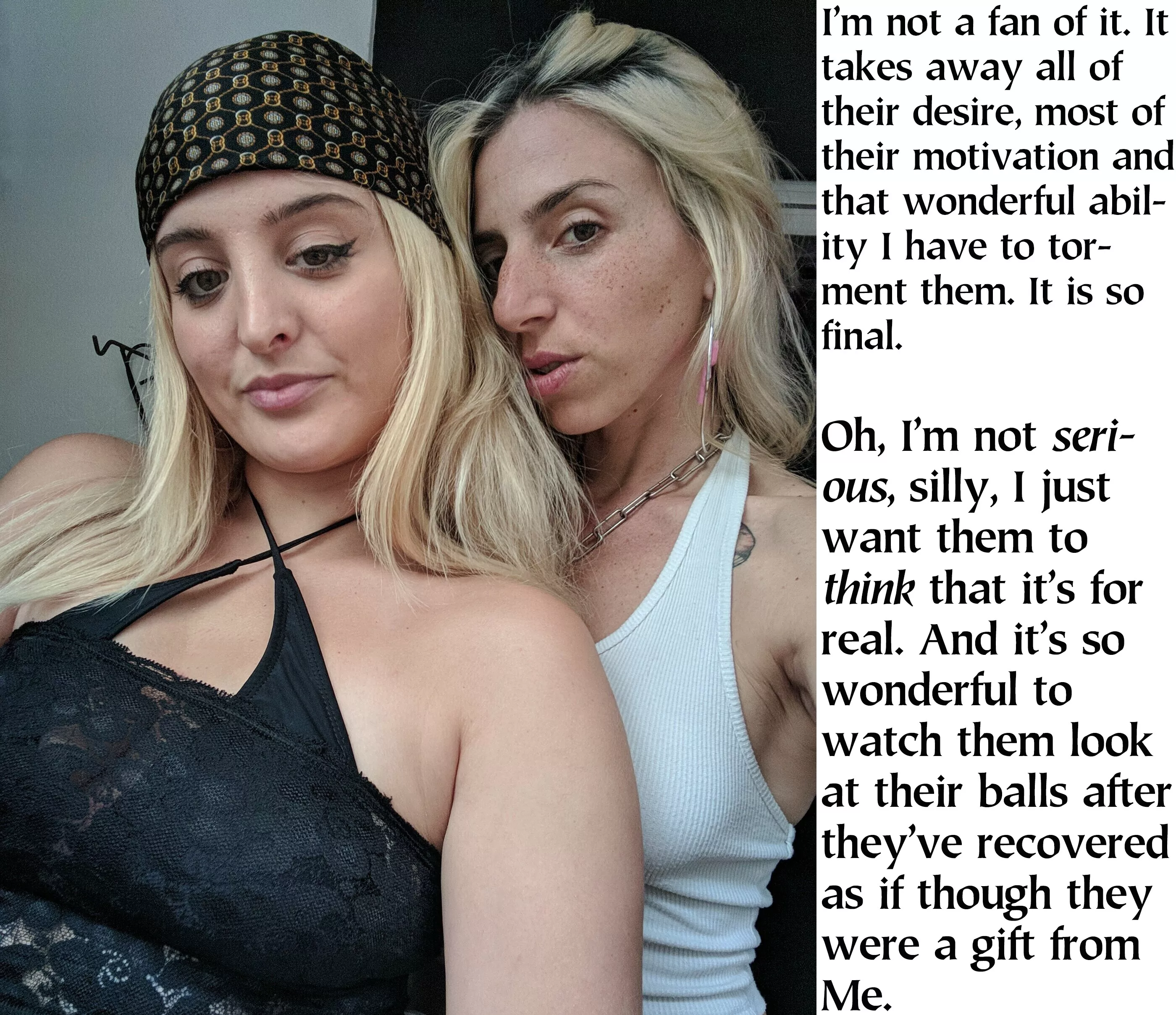 Long-term chastity versus castration.