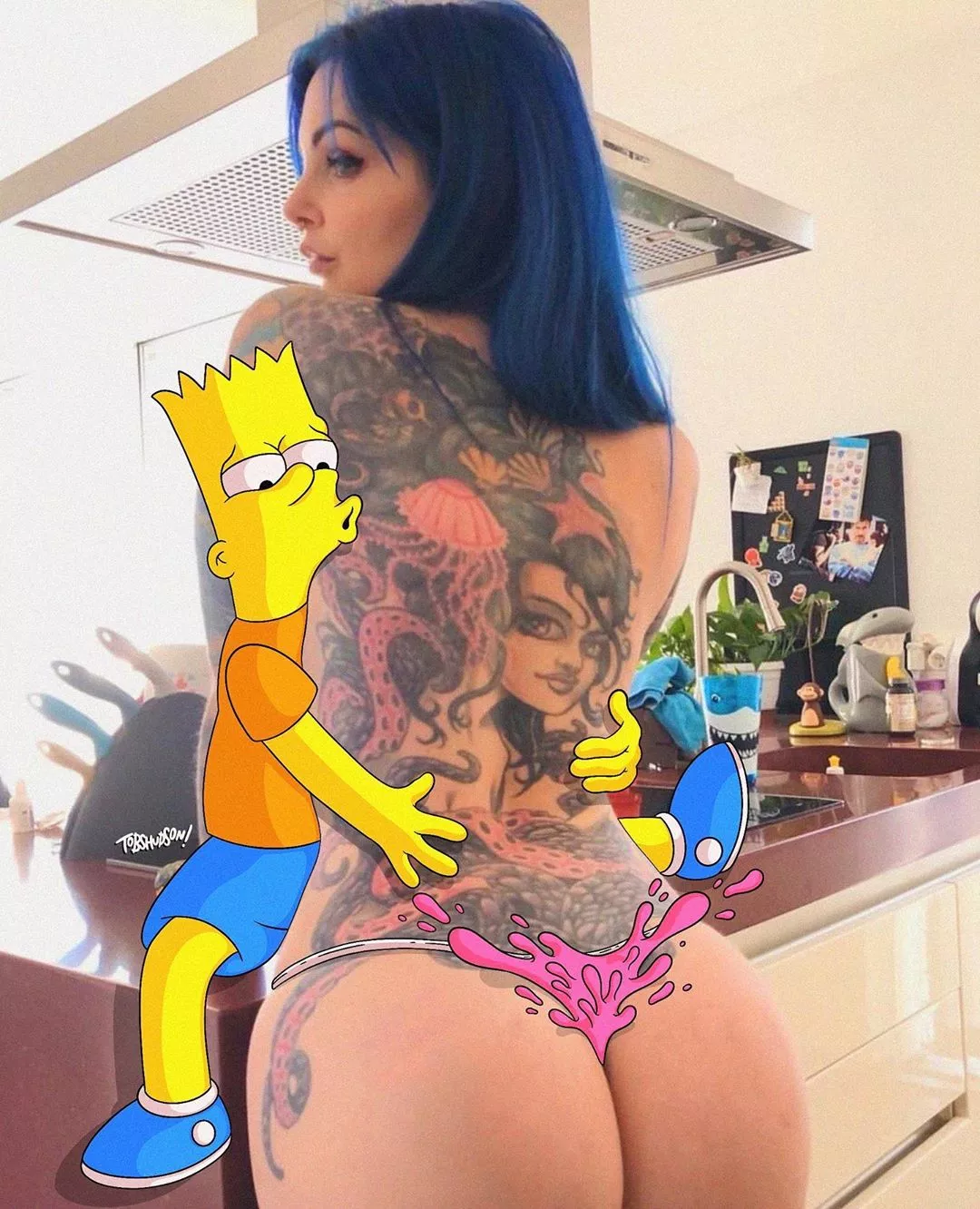 look at that beautiful ass🤤💙, bart you're very lucky
