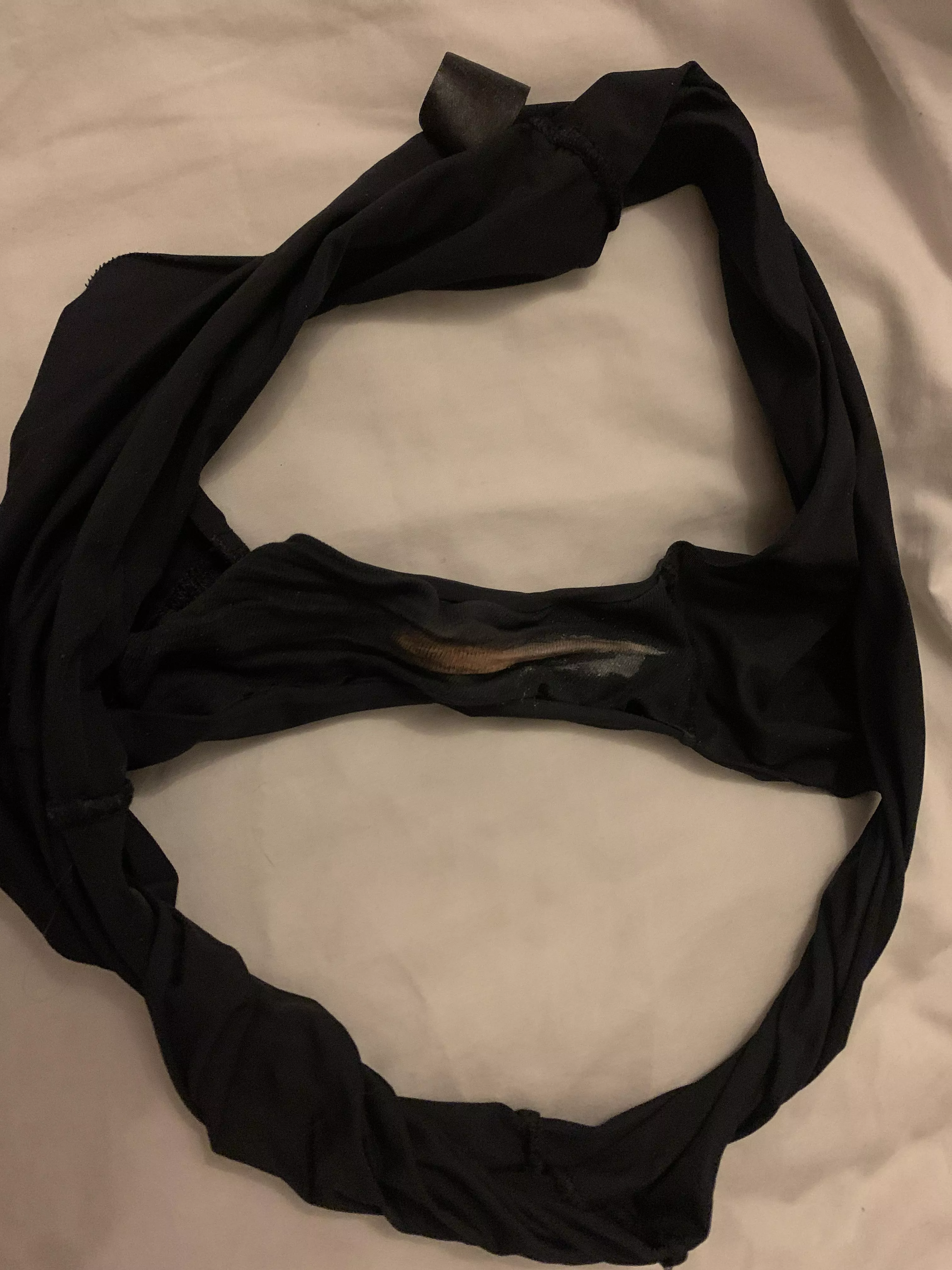 Look what I just found on top of the laundry basket 😈…they’ve clearly been grinding on my wife’s pussy all day….who wants a sniff?