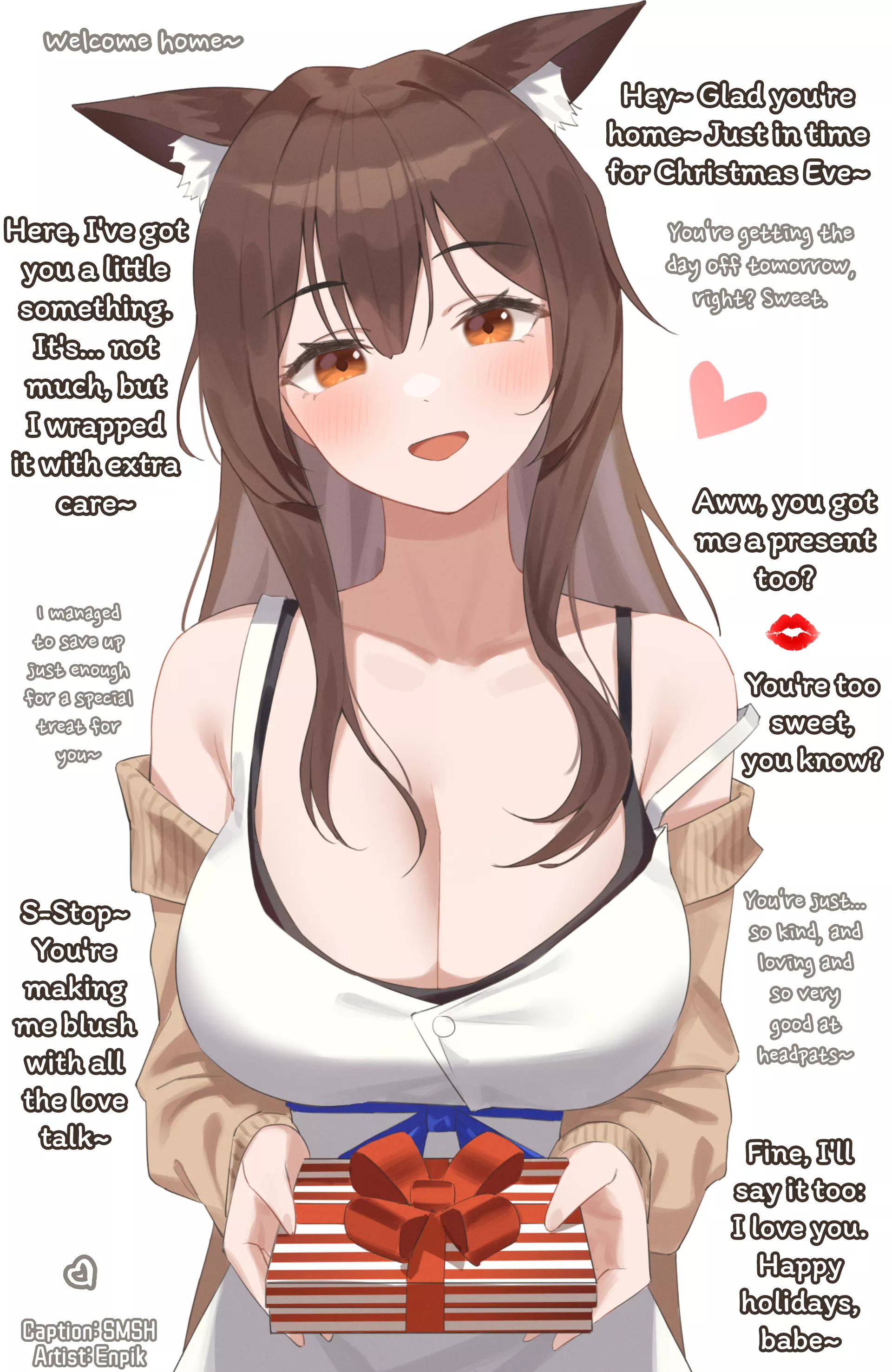 Love. [Foxgirl GF] [Wholesome] [Present] [Healthy Relationship] [Merry Christmas] [I **♡** you] [Artist: Enpik]