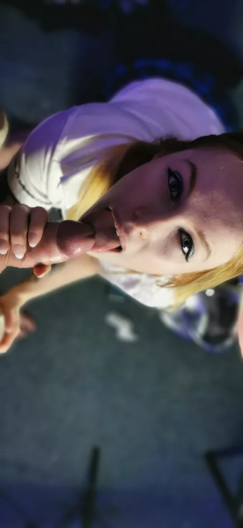 Love looking up to see his reaction as I suck his cock