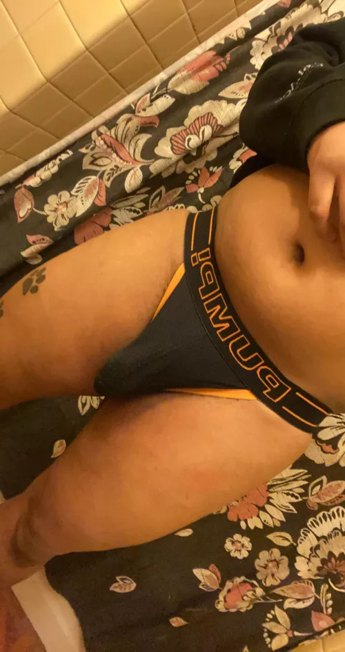 love my new jock🖤🧡 #PUMP!