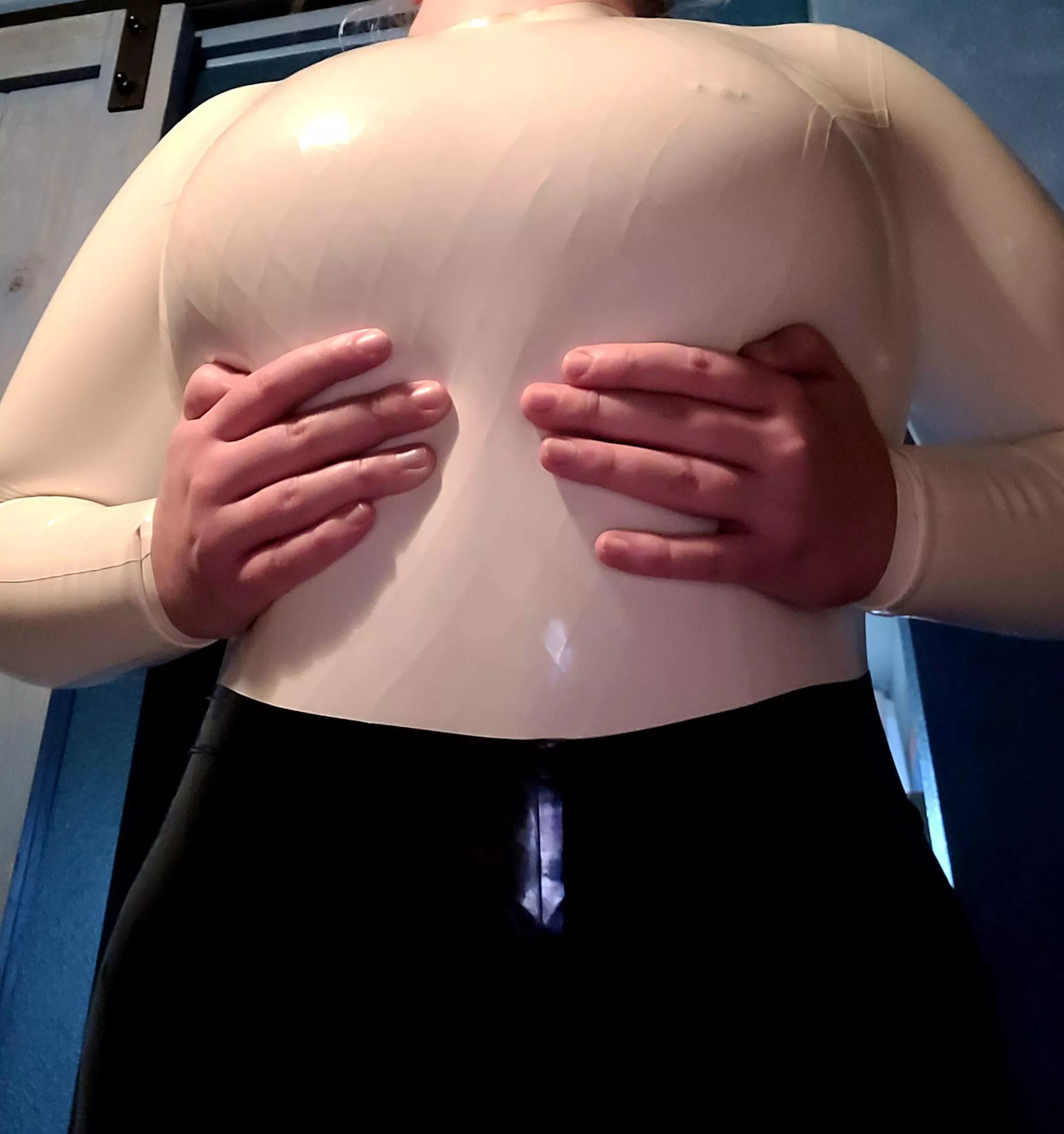 Love the feeling of fishnets under latex!