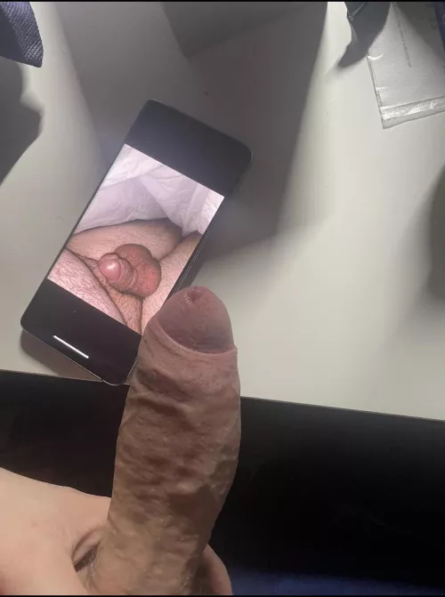 Love when guys compare there cocks to my tiny clit. Do it and send it to me.